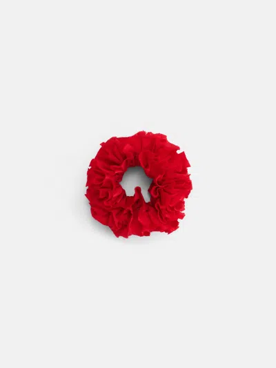 Alex Mill Frisee Hair Scrunchie In Silk In Berry Red