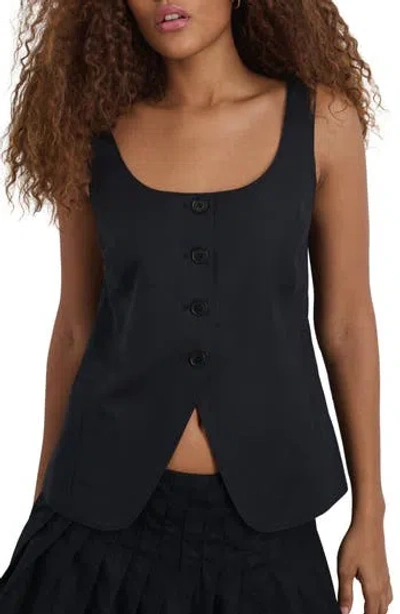 Alex Mill Gabby Linen & Cotton Vest In Black