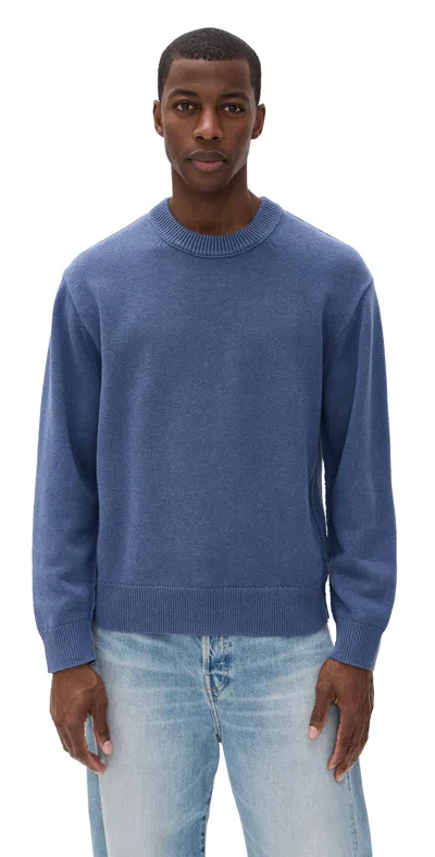 Alex Mill Gabriel Crew Neck Sweater In Cotton Linen Worn Denim In Blue