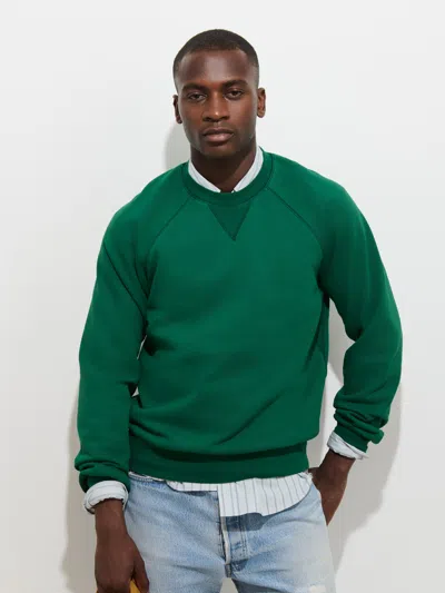 Alex Mill Garment Dye Raglan Sweatshirt In Cotton Fleece In Green
