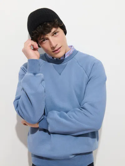 Alex Mill Garment Dye Raglan Sweatshirt In Cotton Fleece In Blue