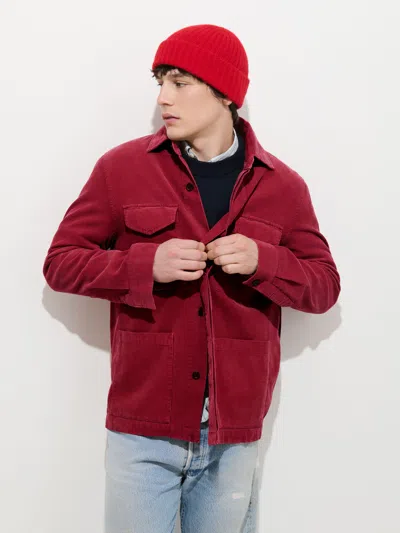 Alex Mill Garment Dyed Chore Jacket In Corduroy In Dark Crimson
