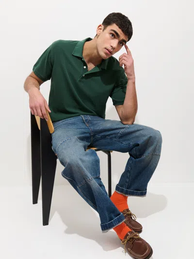 Alex Mill Garment Dyed Polo In Pique Cotton In Green