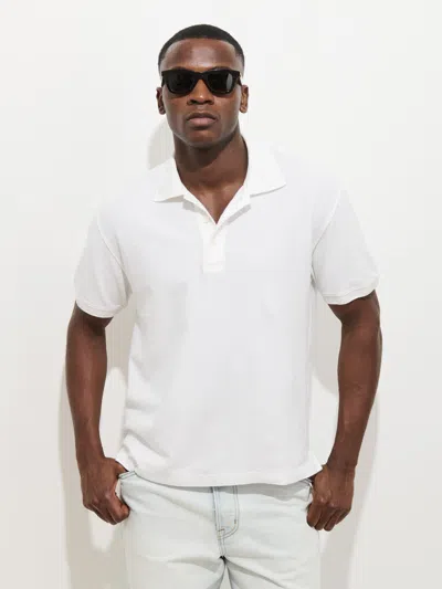 Alex Mill Garment Dyed Polo In Pique Cotton In White