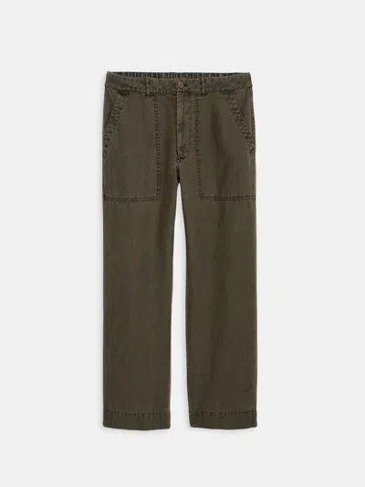 Alex Mill Garment Dyed Pull On Field Pant In Linen In Green