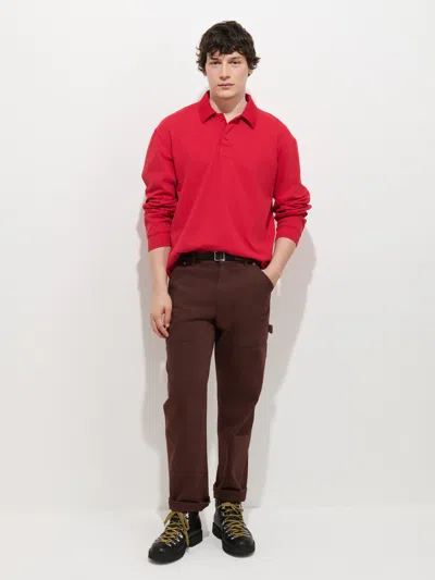 Alex Mill Garment Dyed Rugby Shirt In Cotton Jersey In Red