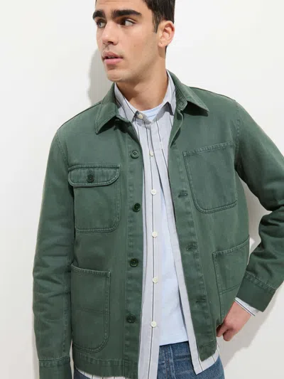 Alex Mill Garment Dyed Work Jacket In Recycled Denim In Green