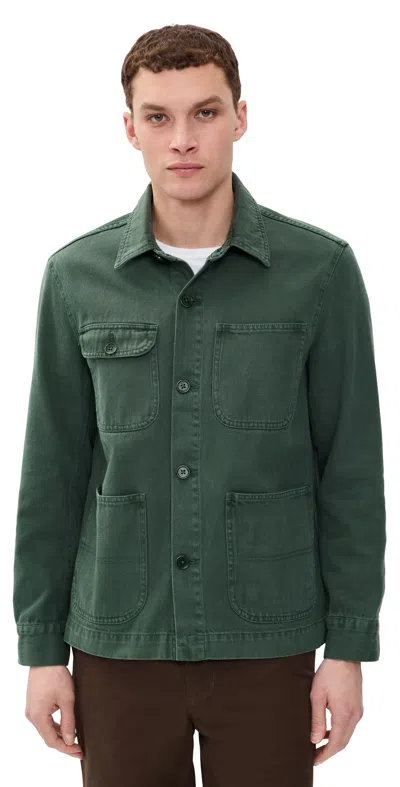 Alex Mill Garment Dyed Work Jacket In Recycled Denim Faded Cypress In Green
