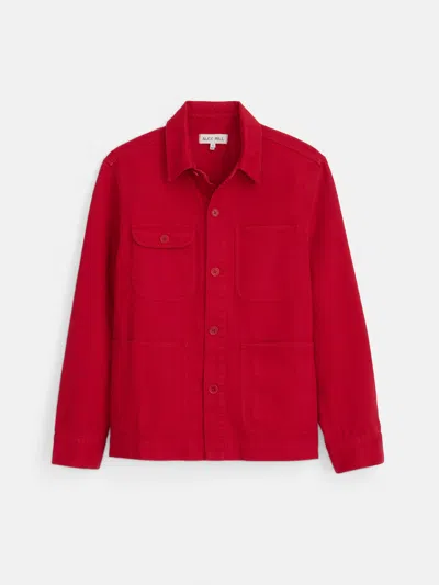 Alex Mill Garment Dyed Work Jacket In Recycled Denim In Red Pepper