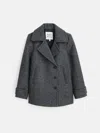 Alex Mill Grace Peacoat In Itallian Twill Double Wool In Charcoal