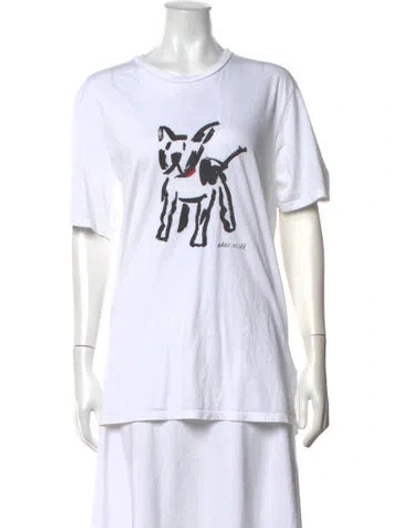 Pre-owned Alex Mill Graphic Print Crew Neck T-shirt In White