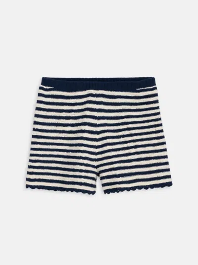Alex Mill Hand Crochet Bridget Short In Striped Cotton In Black