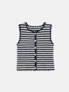 Alex Mill Hand Crochet Bridget Vest In Striped Cotton In Black