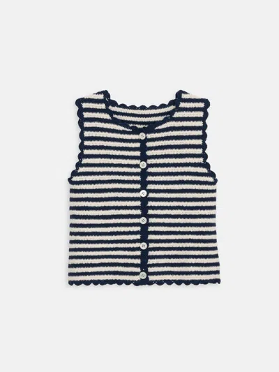 Alex Mill Hand Crochet Bridget Vest In Striped Cotton In Black