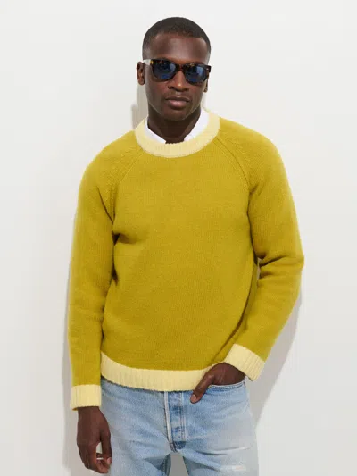 Alex Mill Hank Raglan Crewneck Sweater In Merino Wool In Yellow