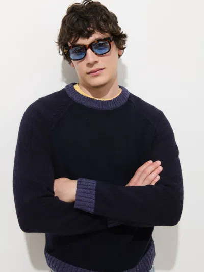 Alex Mill Hank Raglan Crewneck Sweater In Merino Wool In Blue
