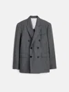 Alex Mill Henry Double Breasted Blazer In Wool Flannel In Charcoal