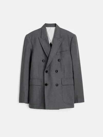 Alex Mill Henry Double Breasted Blazer In Wool Flannel In Charcoal