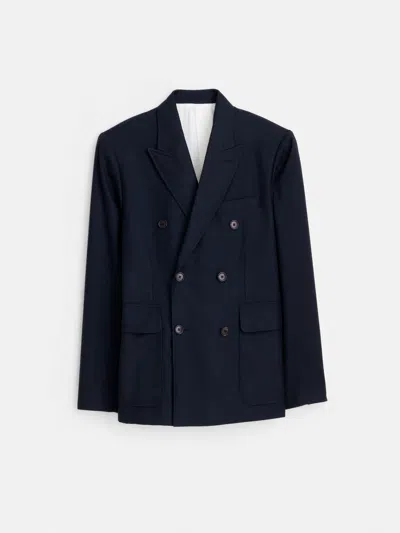 Alex Mill Henry Double Breasted Blazer In Wool Flannel In Navy