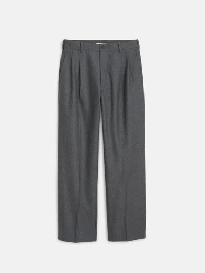 Alex Mill Henry Pleated Trouser In Wool Flannel In Charcoal