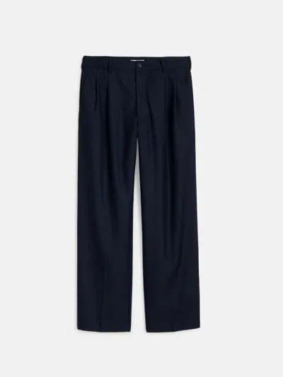 Alex Mill Henry Pleated Trouser In Wool Flannel In Navy