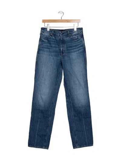 Pre-owned Alex Mill High-rise Straight Leg Jeans In Blue