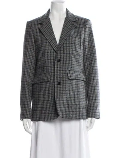 Pre-owned Alex Mill Houndstooth Print Blazer In Gray