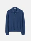 Alex Mill Alice Long Sleeve Polo In Faded Navy