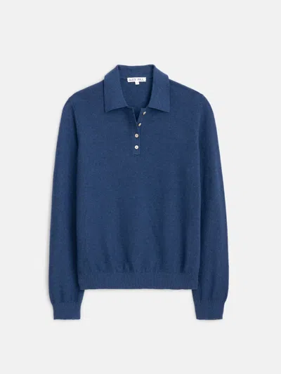 Alex Mill Alice Long Sleeve Polo In Faded Navy