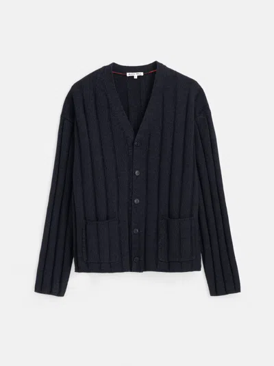 Alex Mill James Cardigan In Cotton Linen In Marled Navy