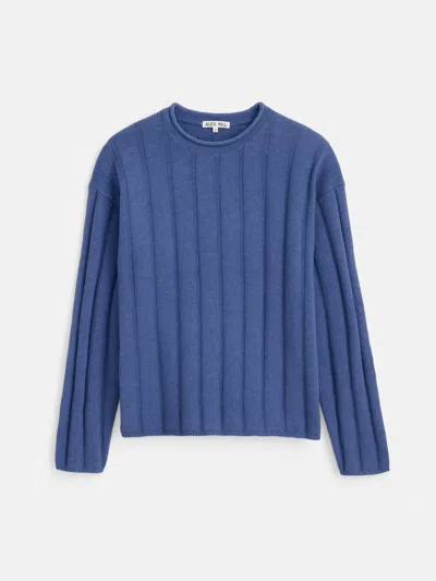Alex Mill James Rollneck In Cotton Linen In Worn Denim