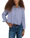 Alex Mill Cropped Striped Jo Shirt In Cotton In White/blue