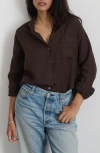 Alex Mill Jo Linen Button-up Shirt In Dark Brown