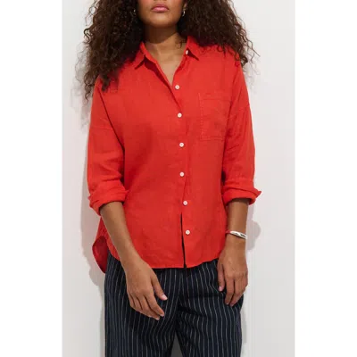 Alex Mill Jo Linen Shirt In Red