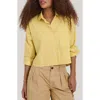 Alex Mill Jo Oxford Stripe Crop Cotton Button-up Shirt In Yellow
