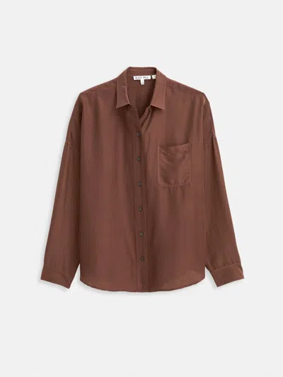 Alex Mill Jo Pocket Shirt In Silk In Brown