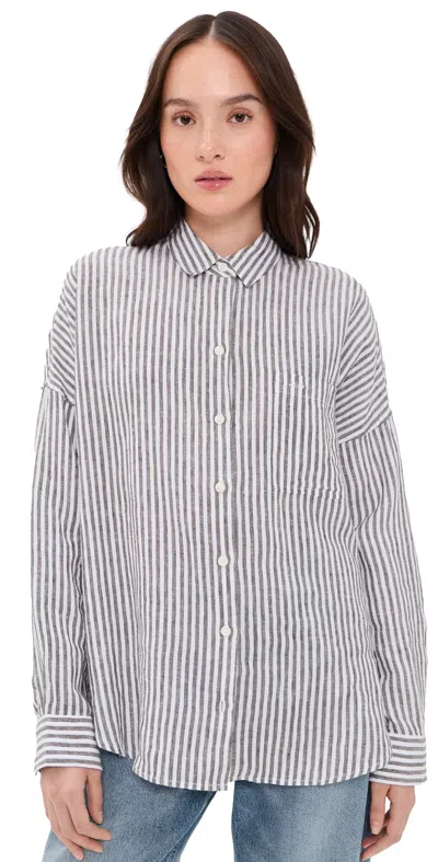 Alex Mill Jo Shirt In Havana Stripe Espresso/ivory In Blue