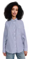 Alex Mill Jo Shirt In Striped Paper Poplin Navy/white In Navy/white