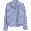Alex Mill Cropped Striped Jo Shirt In Cotton In White/blue Stripe