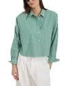 Alex Mill Cropped Jo Striped Shirt In Oxford In Green