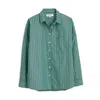 Alex Mill Jo Shirt In Striped Paper Poplin In Green Stripe