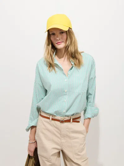 Alex Mill Jo Striped Shirt In Cotton Poplin In Green