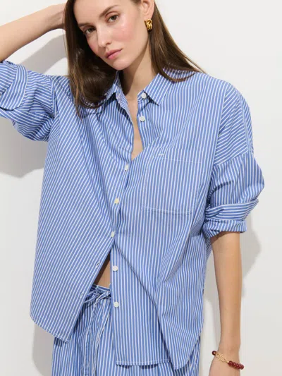 Alex Mill Jo Striped Shirt In Cotton Poplin In Blue
