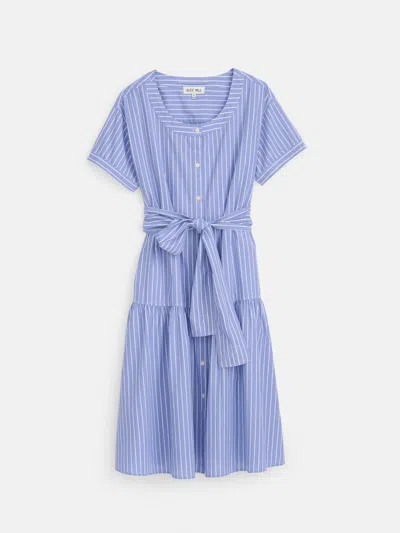 Alex Mill Josie Stripe Dress In Cotton Poplin In Blue/off White