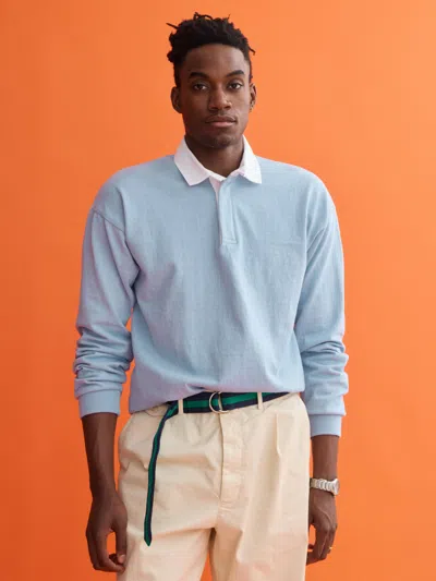 Alex Mill J.press X  Rugby Shirt In Cotton In Lt Blue