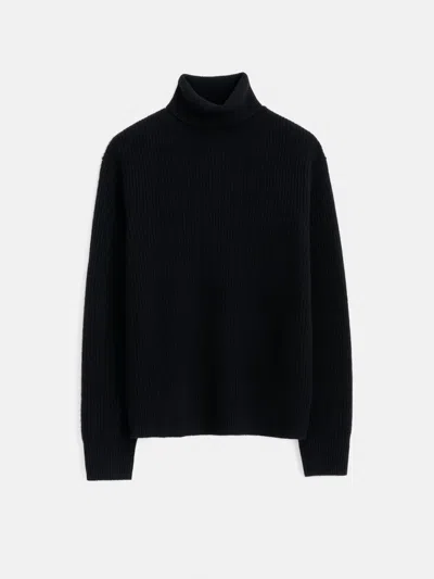 Alex Mill Judd Ribbed Turtleneck In Washed Cashmere In Black
