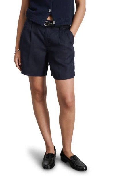 Alex Mill Jules Pleated Linen Shorts In Black