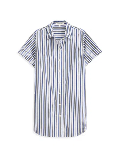 Alex Mill Julia Shirt Dress In Striped Cotton Poplin In Blue