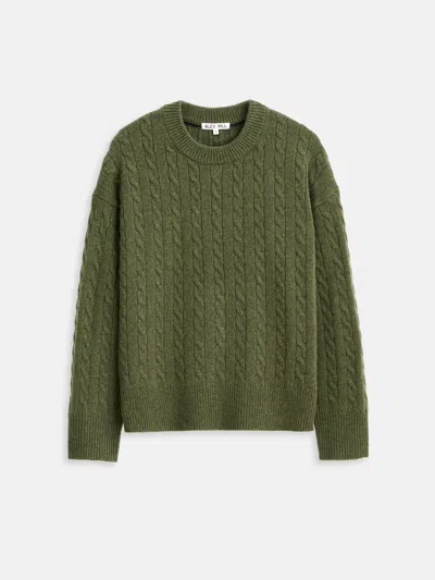 Alex Mill Katherine Cable Sweater In Wool Cotton In Green