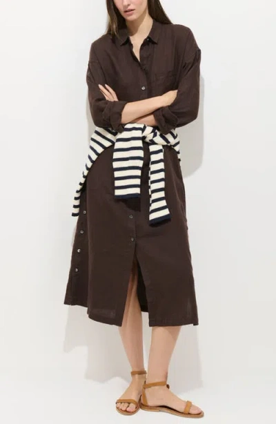 Alex Mill Kerry Linen Midi Shirtdress In Brown